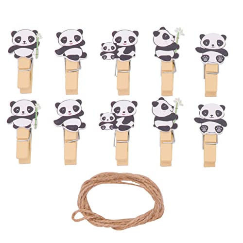 HIAKDOFT 60 Stück Panda Holz Clips Birke Papier Foto Halter Cartoon Design Selbstgemacht Bastelzubehör Robuste Notizklammern Für Zuhause Und Büro von HIAKDOFT
