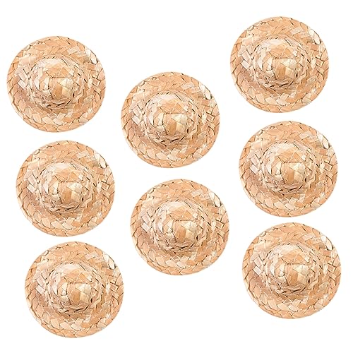 HIAKDOFT 8 Stücke Gewebte Miniatur Strohhüte für Puppen Selbstgemacht Hutornament Exquisites Deko Accessoire für Bastelprojekte und Heimdekoration von HIAKDOFT