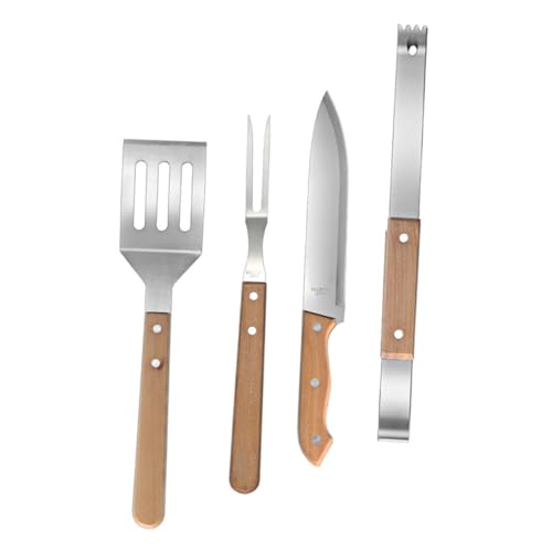 HIAKDOFT BBQ Grillbesteck Set Teilig aus Edelstahl mit Buchenholzgriff Spatel Gabel Messer und Zange rutschfeste Griffe Langlebig für Outdoor Grill und BBQ Zubehör Komfortabel und Robust HIAKDOFT BBQ Grillbesteck Set Teilig aus Edelstahl mit Buchenholzgriff Spatel Gabel Messer und Zange rutschfeste Griffe Langlebig für Outdoor Grill und BBQ Zubehör Komfortabel und Robust von HIAKDOFT