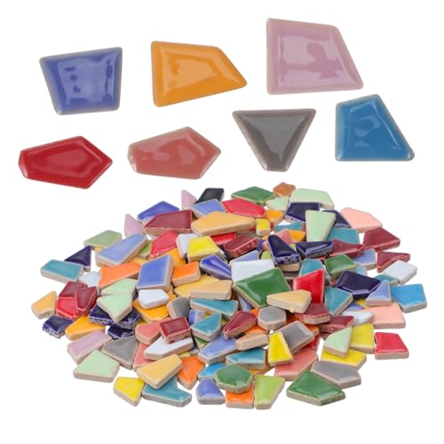 HIAKDOFT Bunte DIY Mosaiksteine Keramische Fliesenstücke mit Glasierter Oberfläche Unregelmäßige Form für Kreative Bastelarbeiten und Heimdekoration von HIAKDOFT