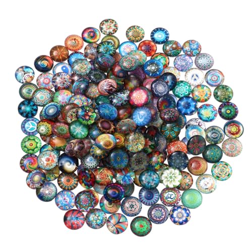 HIAKDOFT Bunte Glas Mosaikfliesen Halbkreis Flach Rückseite für DIY Schmuckherstellung Langlebig Vielseitig für Kunsthandwerk und Dekoration Geeignet von HIAKDOFT