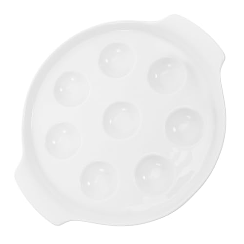 HIAKDOFT Ceramic Escargot Baking Dish mit Dualen Griffen Ofenfestes Französisches Kochgeschirr mit Auslaufsicheren Rillen für Schnecken und Sauce zum Backen von Meeresfrüchten und Pilzen von HIAKDOFT