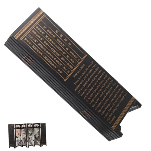 HIAKDOFT Chinesischer Mini Faltbildschirm Holzdekor Tischdekoration Lackkunst Ornament Klappbarer Kleiner Paravent für Zimmer Feng Shui Wohnzimmer Desktop von HIAKDOFT