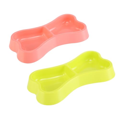 HIAKDOFT Doppelnapf für Hunde und Katzen Knochenform rutschfest aus Sicherem Kunststoff für Trocken und Nassfutter Snacks Sowie Wasser Leicht zu Reinigen Praktisches Futter und Wassernapf von HIAKDOFT