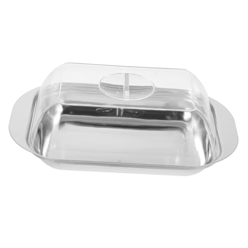 HIAKDOFT Edelstahl Butterdose mit Deckel Wiederverwendbare Butterschale für Kühlschrank Große Butteraufbewahrungsschale ohne Griff Langlebige Butterhalter für Küche und Restaurant von HIAKDOFT