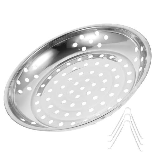 HIAKDOFT Edelstahl Dämpfeinsatz mit Füßen Vielseitiger Topfeinsatz zum Dünsten von Dampfgarer Speisen Wie Teigtaschen Eier Gemüse Geeignet als Dämpfplatte und Serviertablett für Küche und von HIAKDOFT