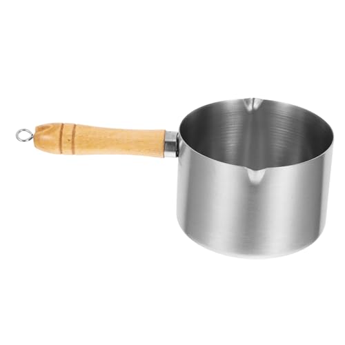 HIAKDOFT Edelstahl Mini Antihaft soßentopf mit Holzgriff Hitzebeständig Leichter Schmelztopf für Öl und Milch Ergonomisch Vielseitig für Herdarten Inklusive Induktion Fassungsvermögen von HIAKDOFT