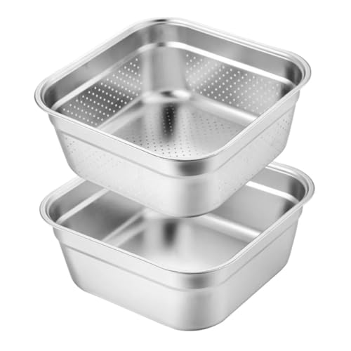 HIAKDOFT Edelstahl Sieb mit Becken Feinmaschiges Abtropfkorb Spüle Gemüse Obst Reiskocher Spülwanne Multifunktional Rostfrei Langlebig Küchensieb für Frischhalten und Abtropfen HIAKDOFT Edelstahl Sieb mit Becken Feinmaschiges Abtropfkorb Spüle Gemüse Obst Reiskocher Spülwanne Multifunktional Rostfrei Langlebig Küchensieb für Frischhalten und Abtropfen von HIAKDOFT