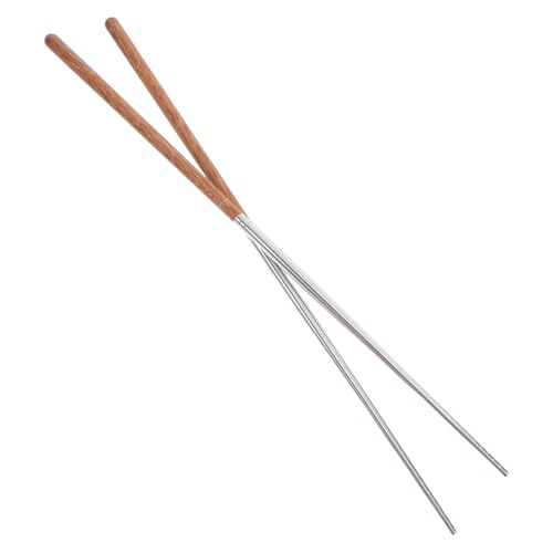 HIAKDOFT Edelstahl und Hartholz Lange Hot Pot Essstäbchen Hitzebeständig Rutschfest Vielseitig zum Braten und Nudeln Greifen Wiederverwendbar Traditionelle Chinesische Kochstäbchen von HIAKDOFT