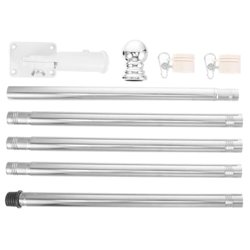 HIAKDOFT Fahnenmast Teilig Rotierend für Außenbereich Robustes Fahnenmast Set mit Weißem Sockel Einfache ohne Wetterbeständig und Langlebig von HIAKDOFT