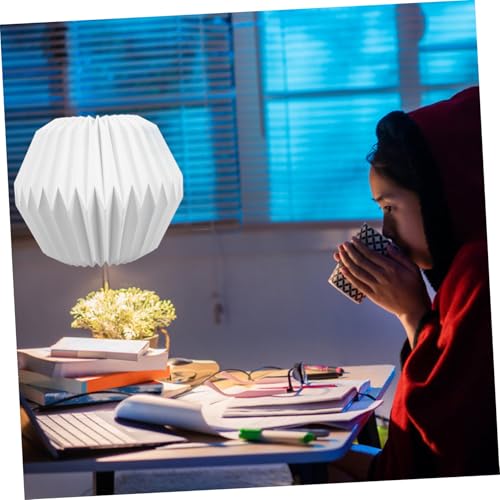 HIAKDOFT Faltbarer Weißer Papierlampenschirm Origami Design Handgefertigter DIY Lampenschirm aus Papier Einfach zu Montierender Lichtschatten für Wohnzimmer Schlafzimmer und Gemütliche von HIAKDOFT
