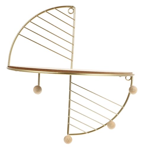 HIAKDOFT Goldfarbenes Wandregal aus Holz und Nordic Style Halter mit Haltekraft Multifunktionales Wandaufbewahrungssystem für Wohnzimmer Schlafzimmer Platzsparend und von HIAKDOFT