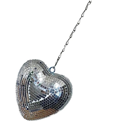 HIAKDOFT Hängende Herzförmige Disco Kugel aus Spiegel Dekoration für Partys Hochzeiten und Feste für Festliche Silberfarbenes Design Langlebig und von HIAKDOFT