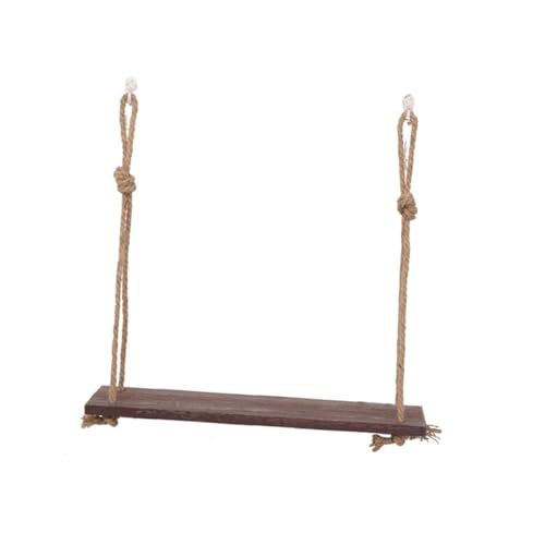 HIAKDOFT Hängeregal Holz Lagig Dunkelbraun mit Juteseil Stabiles Wandregal zum Aufhängen Rustikales Display Shelf Rack für Pflanzen Deko und Fotos Platzsparend und Vielseitig Einsetzbar von HIAKDOFT