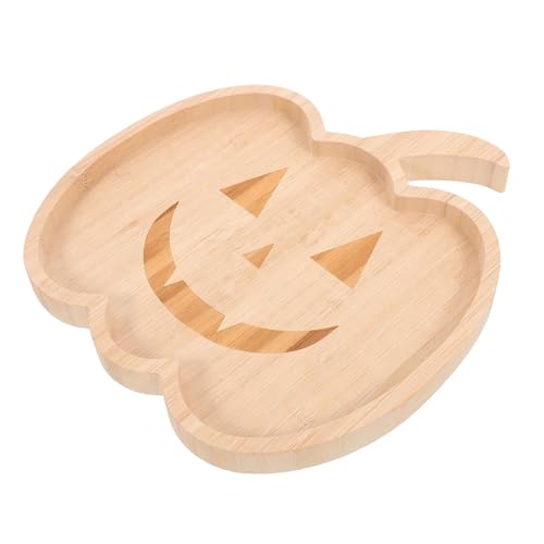 HIAKDOFT Halloween Kürbis Servierplatte aus Holz Multifunktionales Snack Käsebrett Großes Pumpkin Charcuterie Board für Party Langlebiges Holztablett Dekoratives Halloween Tablett von HIAKDOFT