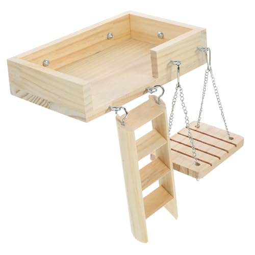 HIAKDOFT Hamsterspielzeug Set aus Holz mit Plattform Leiter und Schaukel Robustes Kleintier zubehör für Hamsterkäfig Fördert Bewegung und Spielspaß Einfache Installation Natürliche von HIAKDOFT