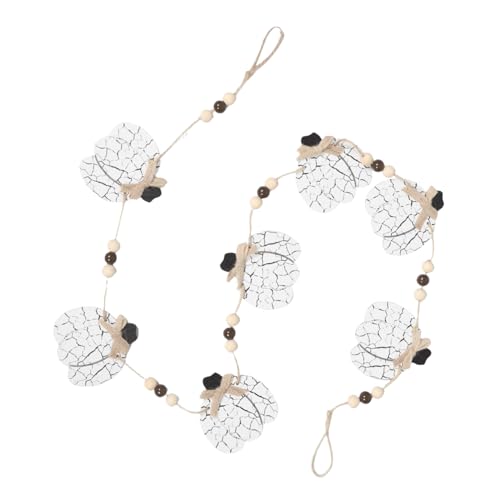 HIAKDOFT Handgefertigte Holz und Jute Pumpkin Girlande mit Quasten und Perlen Rustikale Herbstdekoration für Wand Kamin Regal Stilvolles Natürliches Erntedankfest Ornament von HIAKDOFT