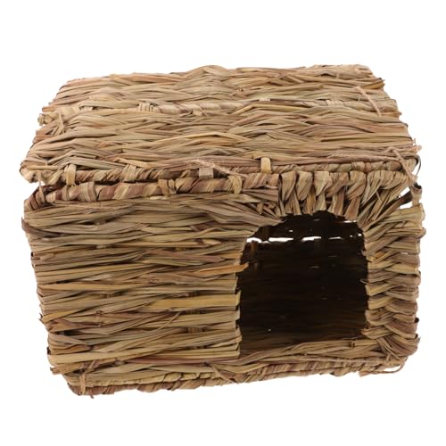 HIAKDOFT Handgefertigtes Handgewebtes Stroh Hideout Nest für Kaninchen und Kleintiere Dekoratives Wärmeisolierendes und Langlebiges Kleintierhaus Sicher und Komfortabel für Meerschweinchen von HIAKDOFT