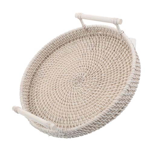 HIAKDOFT Handgewebtes Rundes Rattan Serviertablett mit Ergonomischen Griffen Robustes Dekotablett für Brot Obst Snacks und Gästehandtücher Vielseitig für Zuhause Hotel Küche HIAKDOFT Handgewebtes Rundes Rattan Serviertablett mit Ergonomischen Griffen Robustes Dekotablett für Brot Obst Snacks und Gästehandtücher Vielseitig für Zuhause Hotel Küche von HIAKDOFT