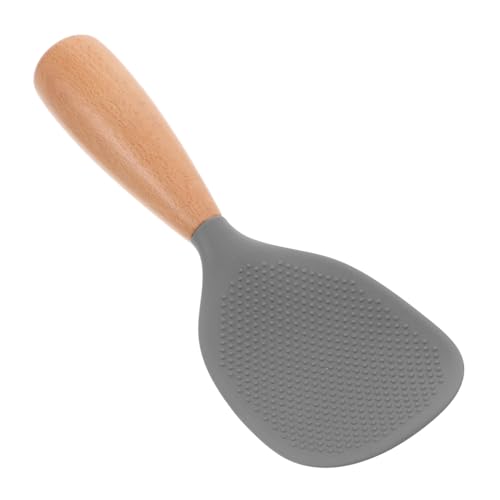 HIAKDOFT Hitzebeständiger Reislöffel mit Holzgriff Stehender Silikon Reispaddel Antihaftbeschichtet Platzsparendes Design für Reiskocher und Küchen von HIAKDOFT
