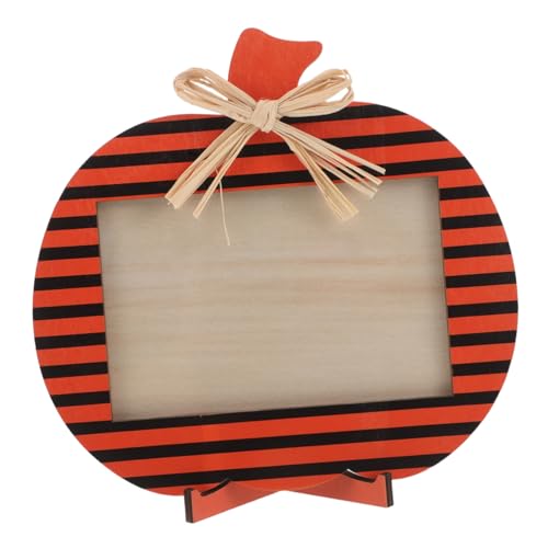 HIAKDOFT Holz Bilderrahmen Kürbis Motiv Rustikaler Herbstrahmen für Halloween Party Thanksgiving Tischdeko Stabiles Holz Vielseitig Platzierbar Herbstliche Fotoaufbewahrung von HIAKDOFT