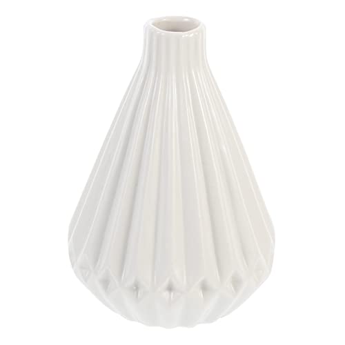 HIAKDOFT Keramik Blumentopf Weiß Schlicht Elegant Tischvase aus Hochwertiger Keramik für Wohnzimmer Büro Schlafzimmer Desktop Dekoration für Blumenliebhaber von HIAKDOFT