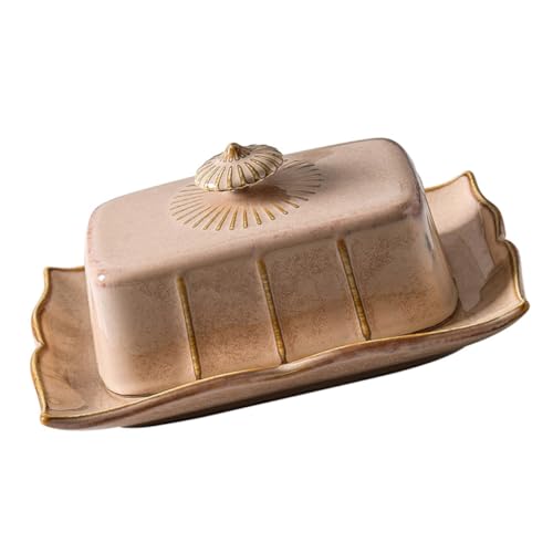 HIAKDOFT Keramik Butterdose mit Deckel Rechteckiges Dessertgeschirr Stilvolle Lebensmittelplatte Geeignet für Küche Hotel und Restaurant Glatte Oberfläche Frische Aufbewahrung Teilig von HIAKDOFT