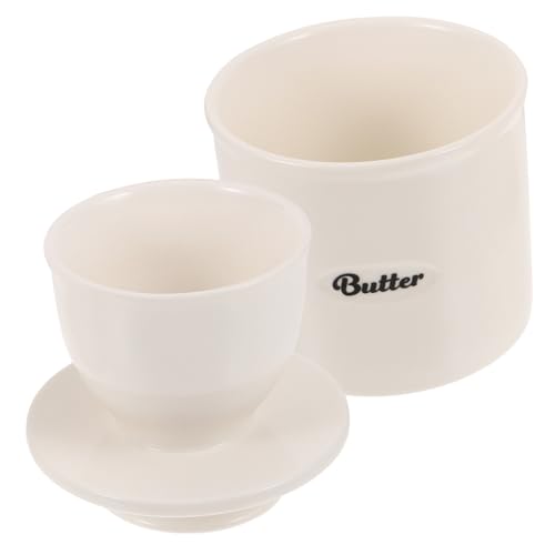 HIAKDOFT Keramik Butterdose ohne Messer Sicherer Butterbehälter Großer Buttertopf für Käse und Dessert Kühlschrank Geeignet Hitzebeständig Einfach zu Reinigen Weiß von HIAKDOFT