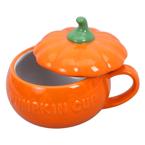 HIAKDOFT Keramik Halloween Kürbisbecher mit Deckel Mittelgroßer Kreativer Frühstücksbecher Staubgeschützt Griffiges Design für Halloweenpartys und Herbstliche Dekoration HIAKDOFT Keramik Halloween Kürbisbecher mit Deckel Mittelgroßer Kreativer Frühstücksbecher Staubgeschützt Griffiges Design für Halloweenpartys und Herbstliche Dekoration von HIAKDOFT