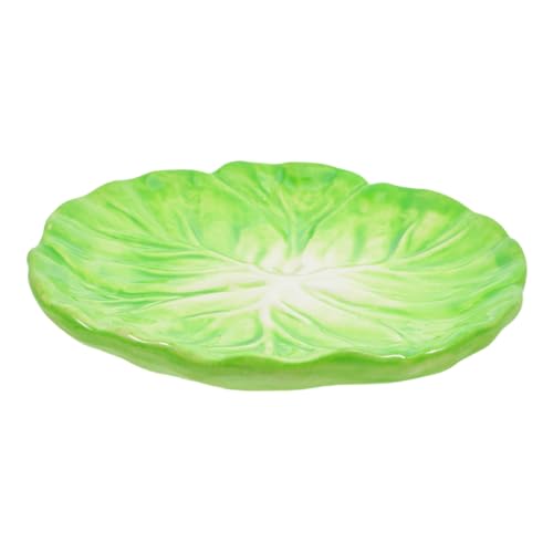 HIAKDOFT Keramik Salatplatte Kohlblatt Form Stabile Snack und Obstschale Praktische Servierplatte für Frühstück Nachmittagstee Bpa Frei Langlebig und Leicht zu Reinigen von HIAKDOFT