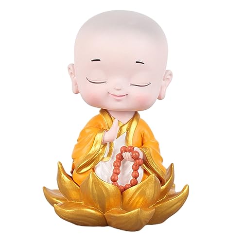 HIAKDOFT Kleine Mönchsfigur aus Resin Desktop Dekoration Lotusblüte Design Gelb Kunsthandwerk für Garten Wohnzimmer Büro Geschenkidee HIAKDOFT Kleine Mönchsfigur aus Resin Desktop Dekoration Lotusblüte Design Gelb Kunsthandwerk für Garten Wohnzimmer Büro Geschenkidee von HIAKDOFT