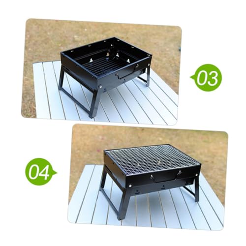 HIAKDOFT Kleiner Tragbarer Bbq Grill aus Faltbarer Holzkohlegrill für Outdoor Camping Picknick mit Luftzirkulation Stabiler Kompakte von HIAKDOFT
