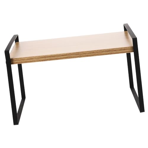 HIAKDOFT Kleines Desktop Bücherregal aus Holz und Metall Multifunktionaler Organizer für Schreibtisch Robustes Aufbewahrungsregal für Büro Schlafzimmer und Home Office Platzsparender von HIAKDOFT