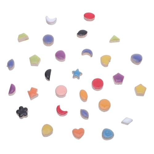 HIAKDOFT Kreative Keramische Mosaikfliesen Stern Mond Formen Bunte Zerbrochene Keramikstücke für DIY Bastelarbeiten Vielseitige Deko für Badezimmer Küche Wohnzimmer Schimmernde von HIAKDOFT