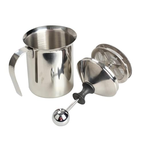 HIAKDOFT Manueller Milchaufschäumer Edelstahl Doppelnetz Handlicher Milchschaum Mixer für Latte Cappuccino Cremigen Milchschaum Hitzebeständig für Kaffeehaus und von HIAKDOFT