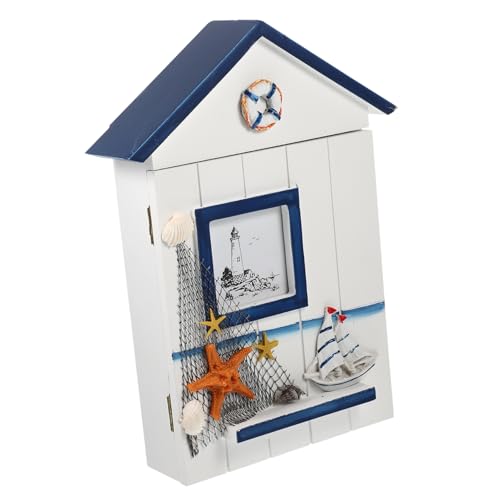 HIAKDOFT Mediterraner Schlüsselhalter Wandmontage Schlüsselaufbewahrung Kreative Wanddekoration für Zuhause Blaues Segelboot Schwimmring Design von HIAKDOFT
