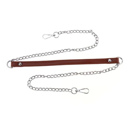 HIAKDOFT Metallkette Schultertaschenriemen Ersatzgurt mit Pu Leder Braun Silber Langlebiger Handtaschenriemen mit Schnallen für Mittelgroße Taschen Modischer Kettenriemen für Damen von HIAKDOFT