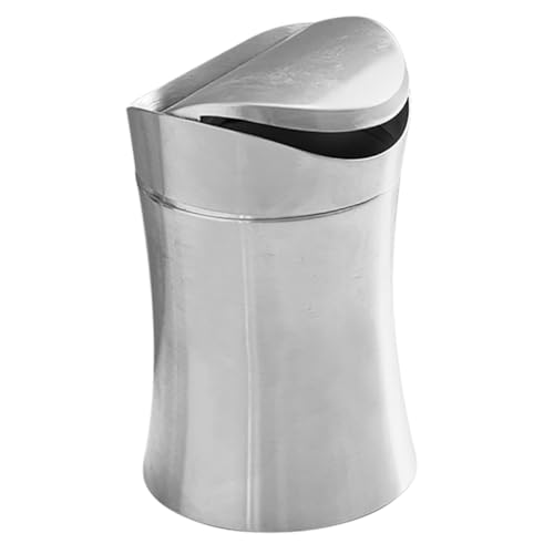 HIAKDOFT Mini Edelstahl Mülleimer mit Deckel Kompakter Tisch abfallbehälter für Bad Büro Küche Eleganter Kleiner Müllkorb Platzsparend und Vielseitig Einsetzbar Einfach zu Reinigen von HIAKDOFT