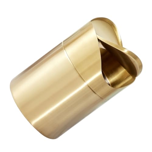 HIAKDOFT Mini Edelstahl Mülleimer mit Deckel Kompakter Tischmülleimer für Büro Badezimmer und Auto Platzsparender Abfalleimer in Edlem Gold Vielseitiger Schreibtisch Abfallbehälter von HIAKDOFT