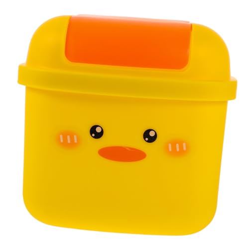 HIAKDOFT Mini Tischmülleimer mit Kreativem Gelbem Enten Design Kompakter Desktop Abfalleimer aus Robustem Kunststoff Leichter Mini Abfallbehälter für Büro Küche Schlafzimmer und Wohnzimmer von HIAKDOFT