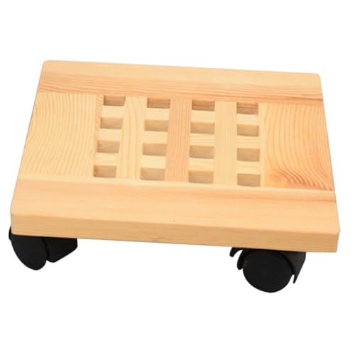 HIAKDOFT Mobiler Pflanzenroller aus Massivholz Quadratischer Pflanzenständer mit Drehbaren Rädern Robustes Blumenuntersetzer tablett für Topfpflanzen Drinnen und Draußen Praktischer von HIAKDOFT