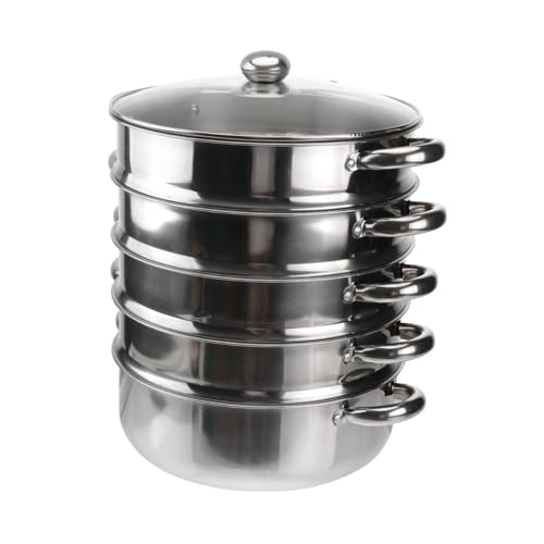 HIAKDOFT Multifunktionaler Edelstahl Dampfgarer Lagig Suppentopf für Induktionsherde Platzsparend Langlebig Praktisch zum Kochen und Dünsten von HIAKDOFT
