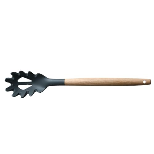 HIAKDOFT Multifunktionaler Nudellöffel aus Hitzebeständigem Silikon mit Ergonomischem Holzgriff Schonend für Pfannen Leicht und Geruchsneutral als Küchenhelfer für Pasta und Spaghetti zu HIAKDOFT Multifunktionaler Nudellöffel aus Hitzebeständigem Silikon mit Ergonomischem Holzgriff Schonend für Pfannen Leicht und Geruchsneutral als Küchenhelfer für Pasta und Spaghetti zu von HIAKDOFT