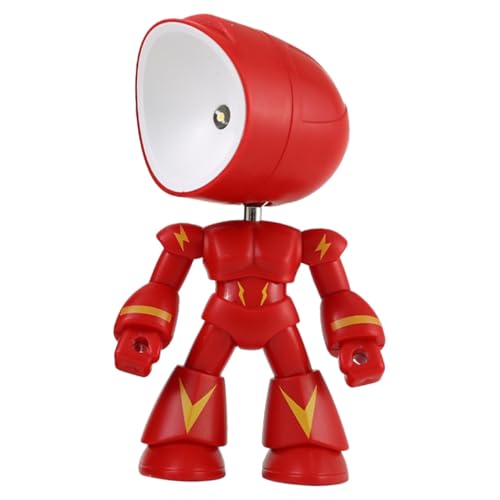 HIAKDOFT Niedliche Roboter Nachttischlampe mit Drehbarem Kopf Dimmbar Magnetische Basis Augenschonendes Licht Kleines Rotes Nachtlicht für Kinderzimmer und Schreibtischdekoration von HIAKDOFT