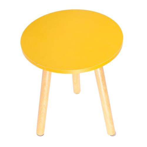 HIAKDOFT Nordischer Runder Couchtisch aus Holz Moderner Minimalistischer Teetisch für Wohnzimmer Gelb und Praktisch für Wohnzimmer Schlafzimmer und Büro von HIAKDOFT