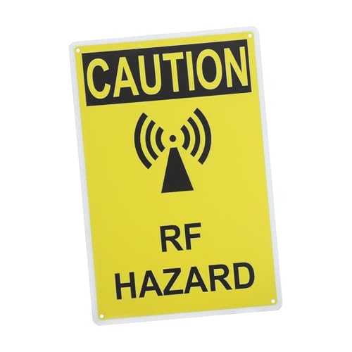 HIAKDOFT Radiofrequenz Warnschild aus Leichtem Metall Sichtbares Warnzeichen für Wand und Tür Glatte Oberfläche Robustes Caution Schild für Sicherheitsbereiche im Außenbereich von HIAKDOFT
