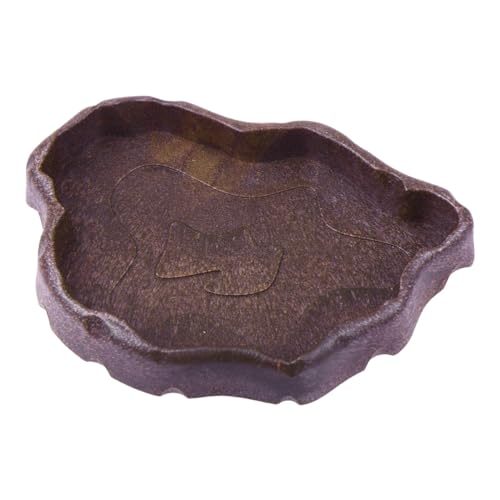 HIAKDOFT Reptilien Napf aus Harz Klein Praktische Futter und Wasserschale für Schildkröten Eidechsen und Kleine Terrarien Langlebig und Vielseitig Einsetzbar Kaffeebraun von HIAKDOFT