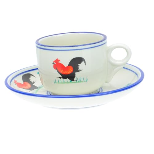 HIAKDOFT Retro Rooster Muster Kaffeebecher mit Tablett Imitation Emaille Tasse Hitzebeständig und Langlebig Komfortabler Griff für Zuhause und Gastronomie Teiliges HIAKDOFT Retro Rooster Muster Kaffeebecher mit Tablett Imitation Emaille Tasse Hitzebeständig und Langlebig Komfortabler Griff für Zuhause und Gastronomie Teiliges von HIAKDOFT