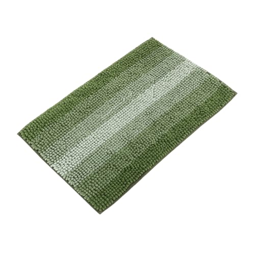 HIAKDOFT Rutschfester Chenille Badezimmerteppich Super Saugfähige Schnelltrocknende Badematte mit Streifenmuster Antirutsch Bodenmatte für Dusche und Wc Grüne Badvorleger HIAKDOFT Rutschfester Chenille Badezimmerteppich Super Saugfähige Schnelltrocknende Badematte mit Streifenmuster Antirutsch Bodenmatte für Dusche und Wc Grüne Badvorleger von HIAKDOFT