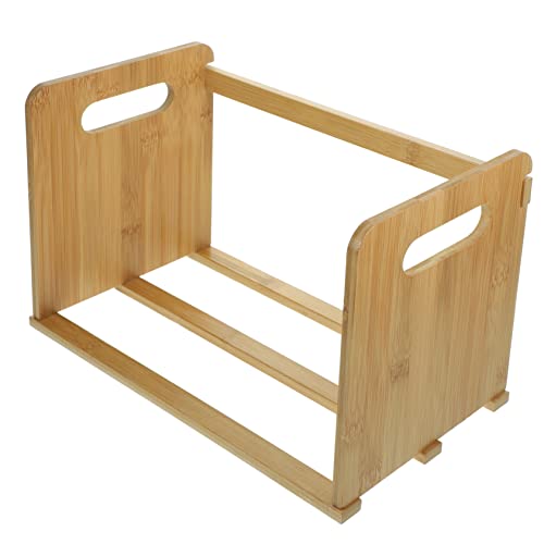 HIAKDOFT Schallplattenhalter Aus Holz Bücherregal Für Schreibtisch Multifunktions-Regal Für Schallplatten Bücher Und Büroartikel Stabiler Holzständer Mit Offener Aufbewahrung von HIAKDOFT